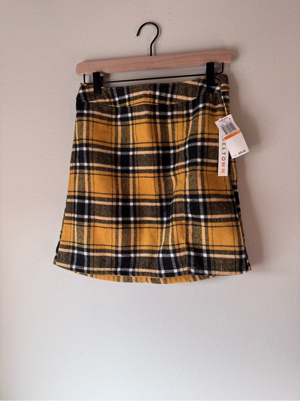 Yellow Plaid Mini Skirt NWT